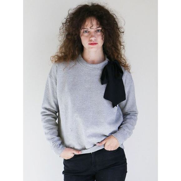 Frame Denim Bow Sweatshirt Crew Neck Pullover Casual Coquette Preppy Girly XS - Picture 1 of 8